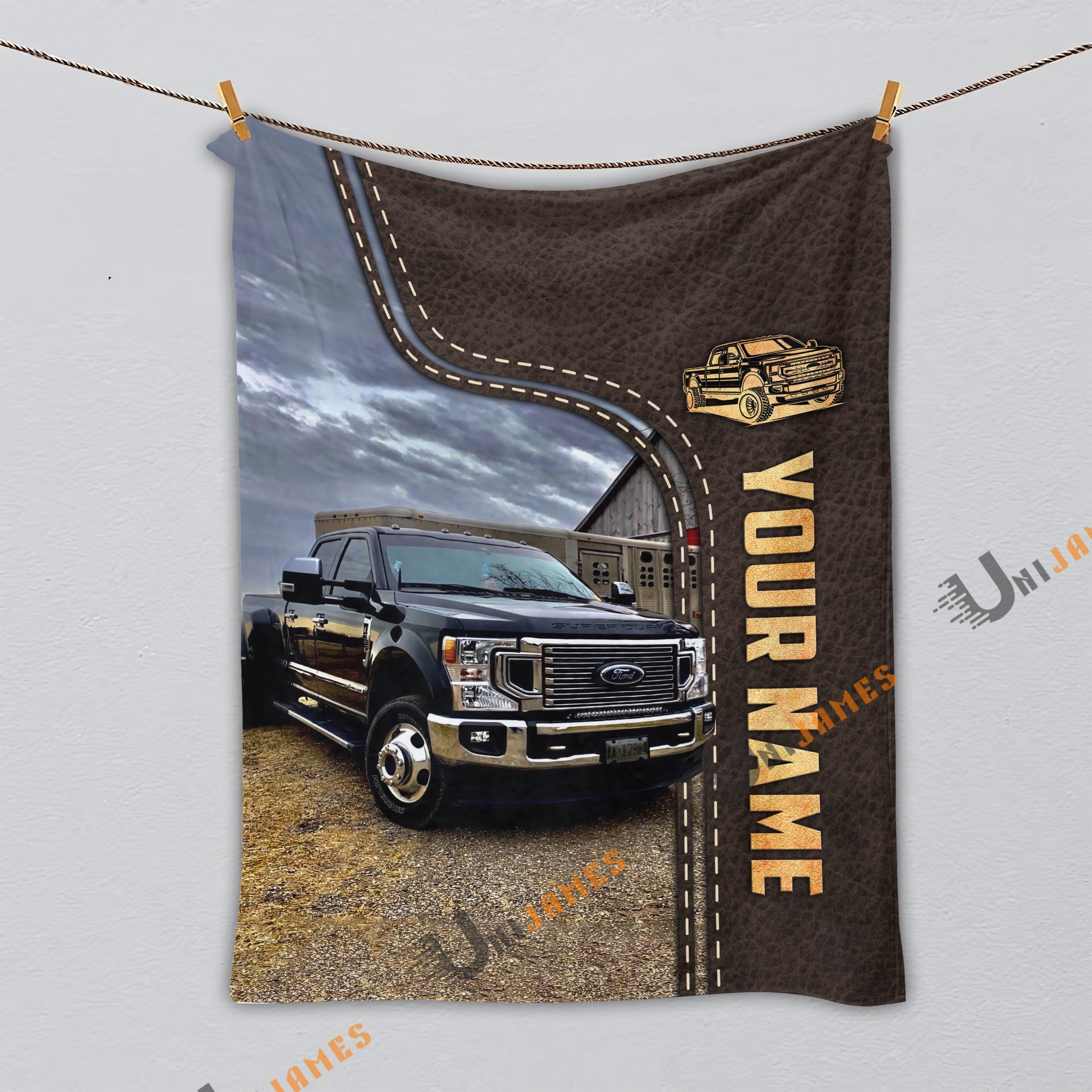 Personalized Name Custom Image of Betty Braiden Leather Pattern Blanket