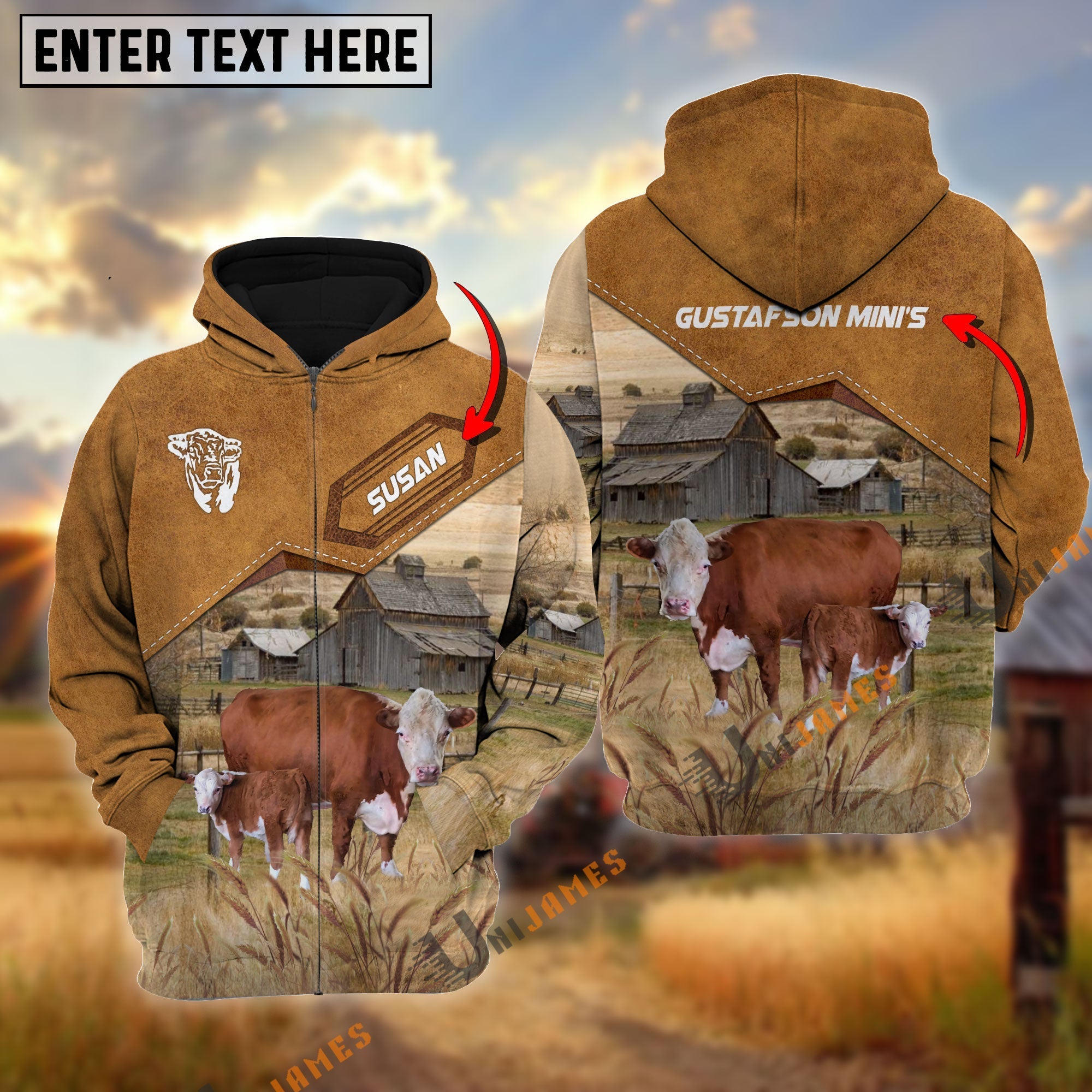 Cattle of Allen Gustafson Personalized Name Farming Life 3D Hoodie