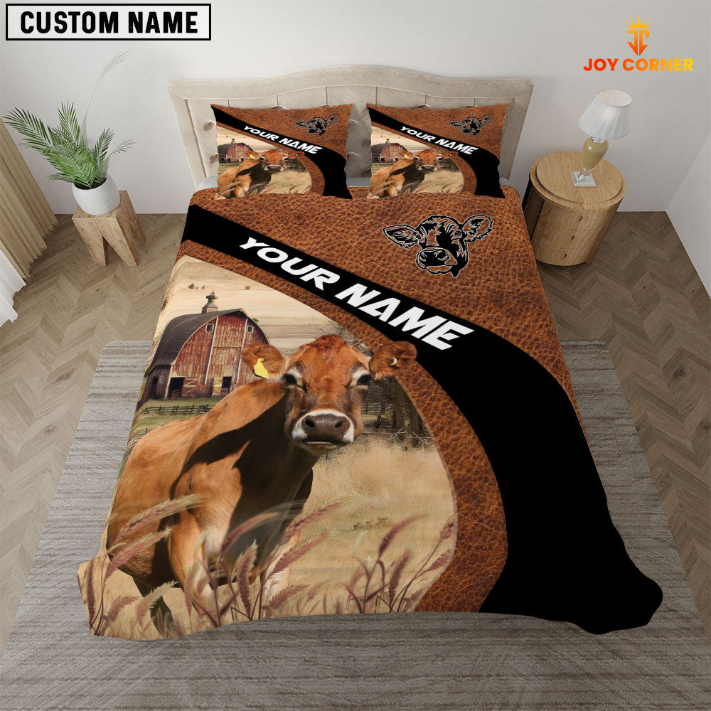Jersey On The Farm Customized Name Red Barn Bedding Set