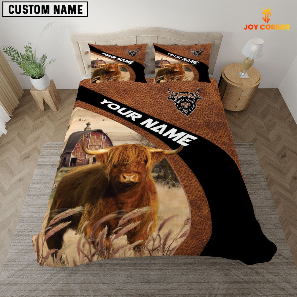Highland On The Farm Customized Name Red Barn Bedding Set