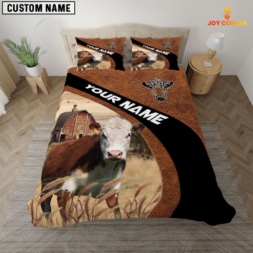 Hereford On The Farm Customized Name Red Barn Bedding Set