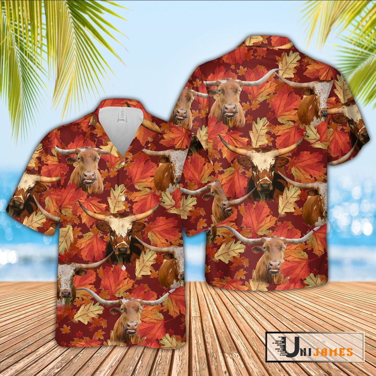 Texas Longhorn Autumn Farm 3D Hawaiian Shirt