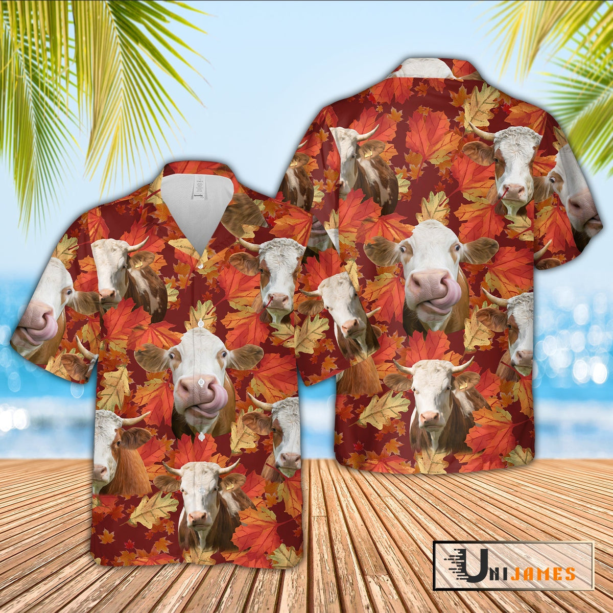 Simmental Autumn Farm 3D Hawaiian Shirt