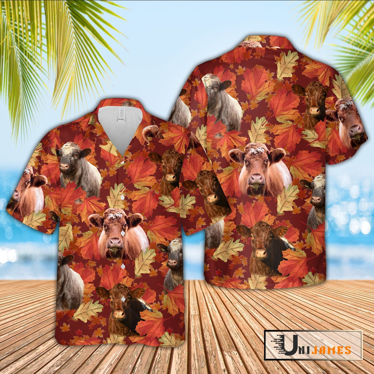 Shorthorn Autumn Farm 3D Hawaiian Shirt