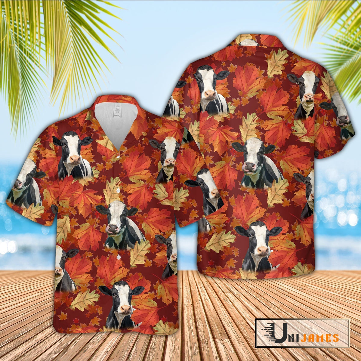 Holstein Autumn Farm 3D Hawaiian Shirt