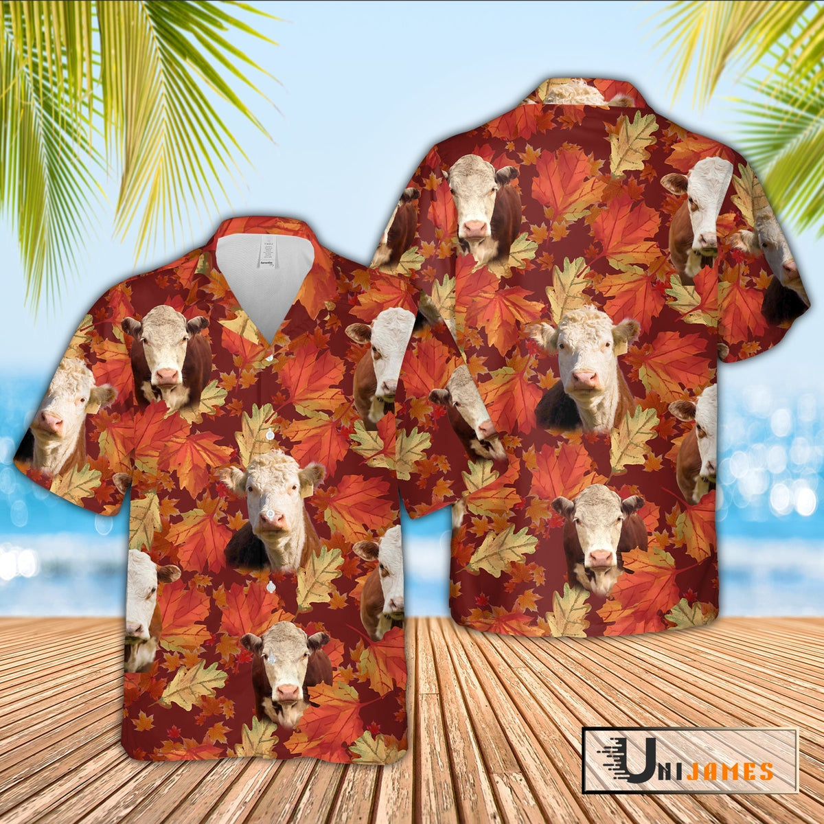 Hereford Autumn Farm 3D Hawaiian Shirt