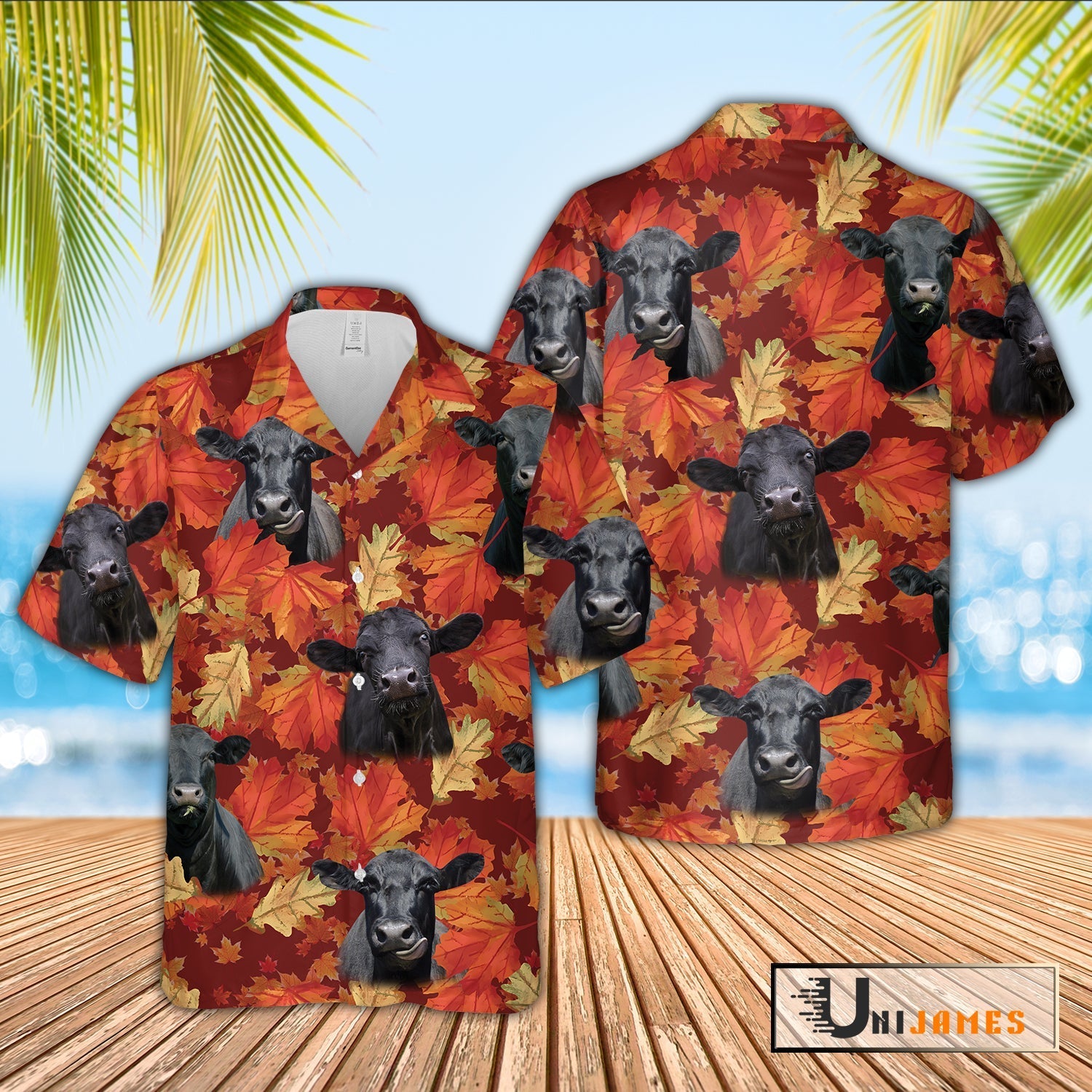 Black Angus Autumn Farm 3D Hawaiian Shirt