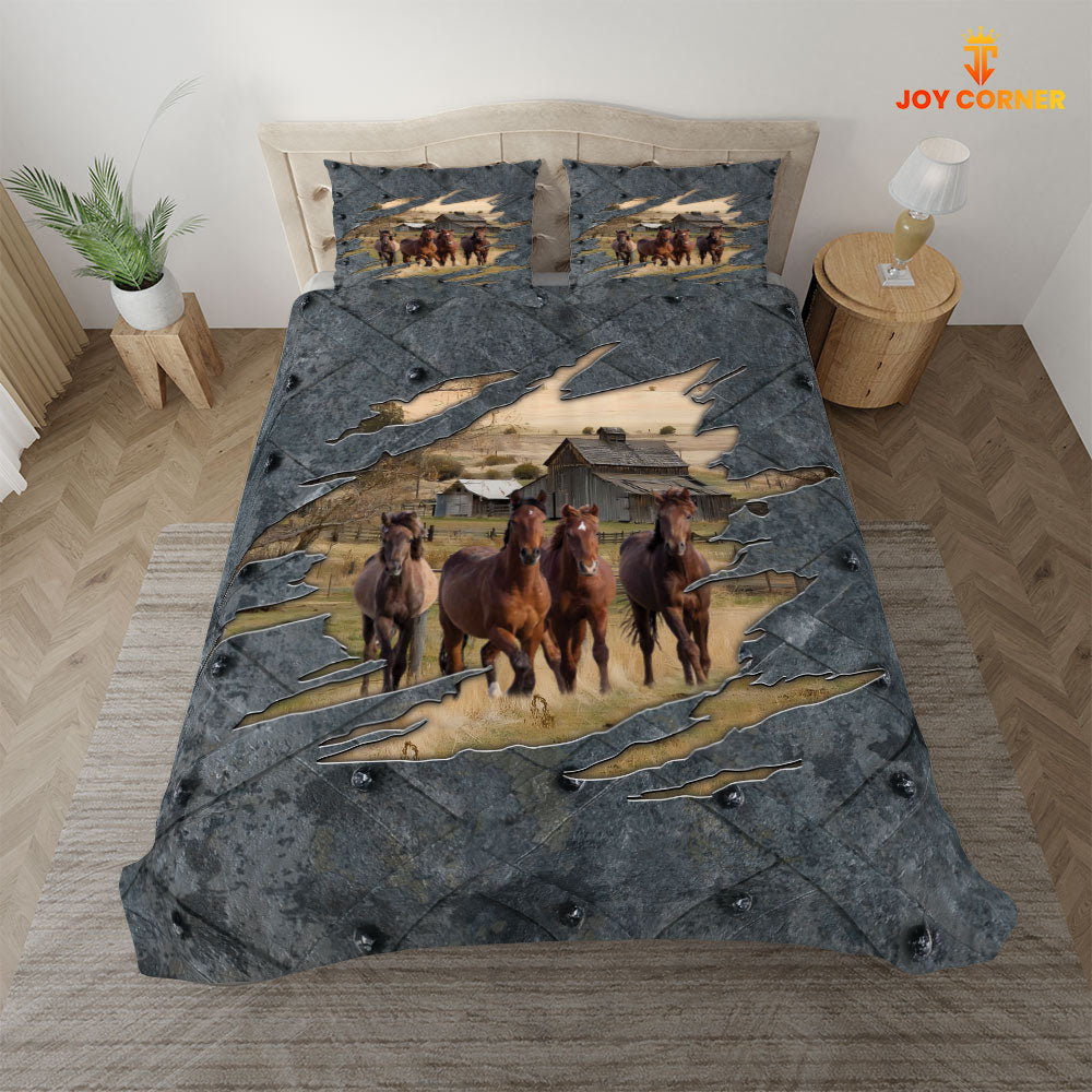 Horse On The Farm Customized Name Bedding Set