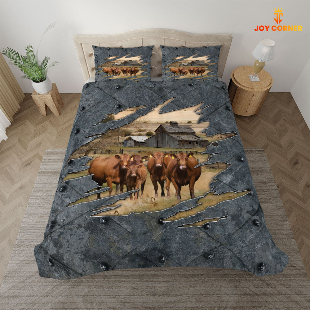 Red Angus On The Farm Customized Name Bedding Set