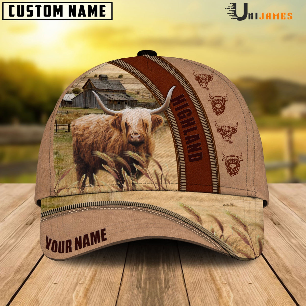 Highland Farming Light Brown Personalized Name Cap