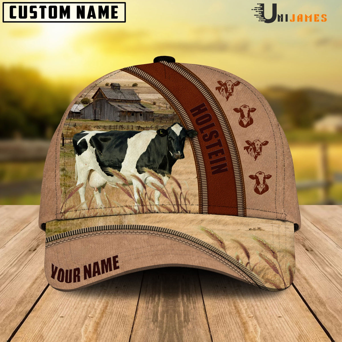 Holstein Farming Light Brown Personalized Name Cap