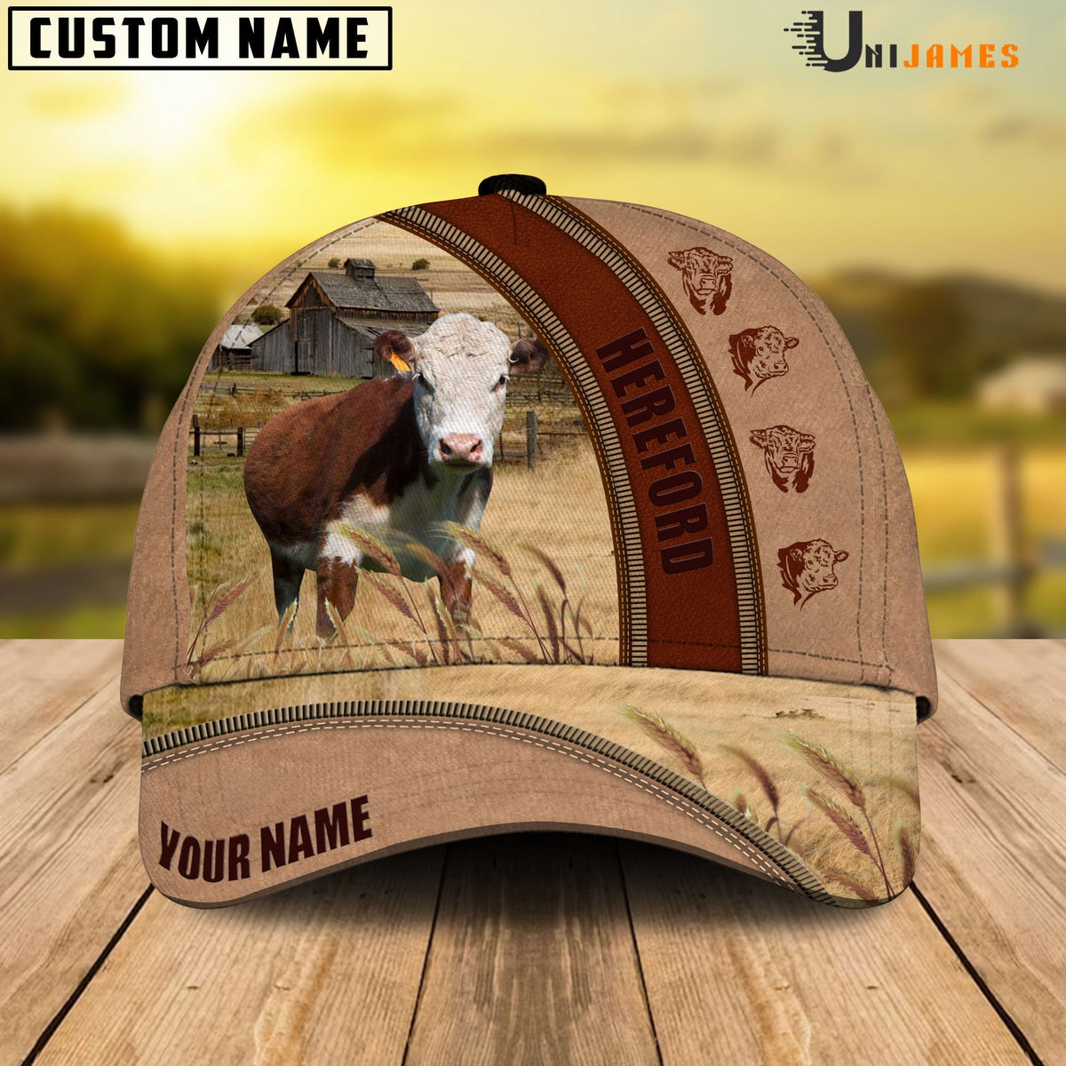 Hereford Farming Light Brown Personalized Name Cap