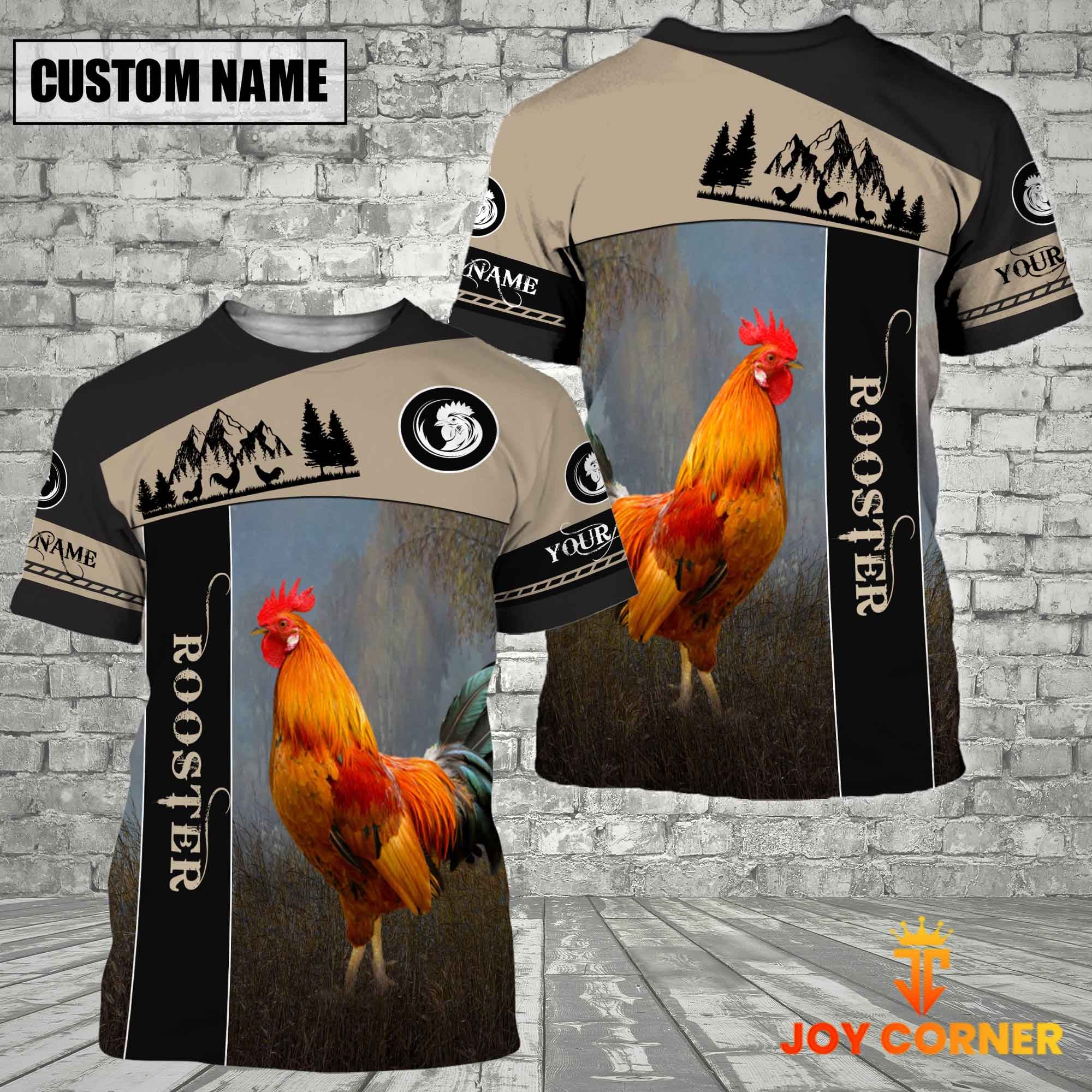 Rooster Farmhouse Customized Name 3D T-Shirt