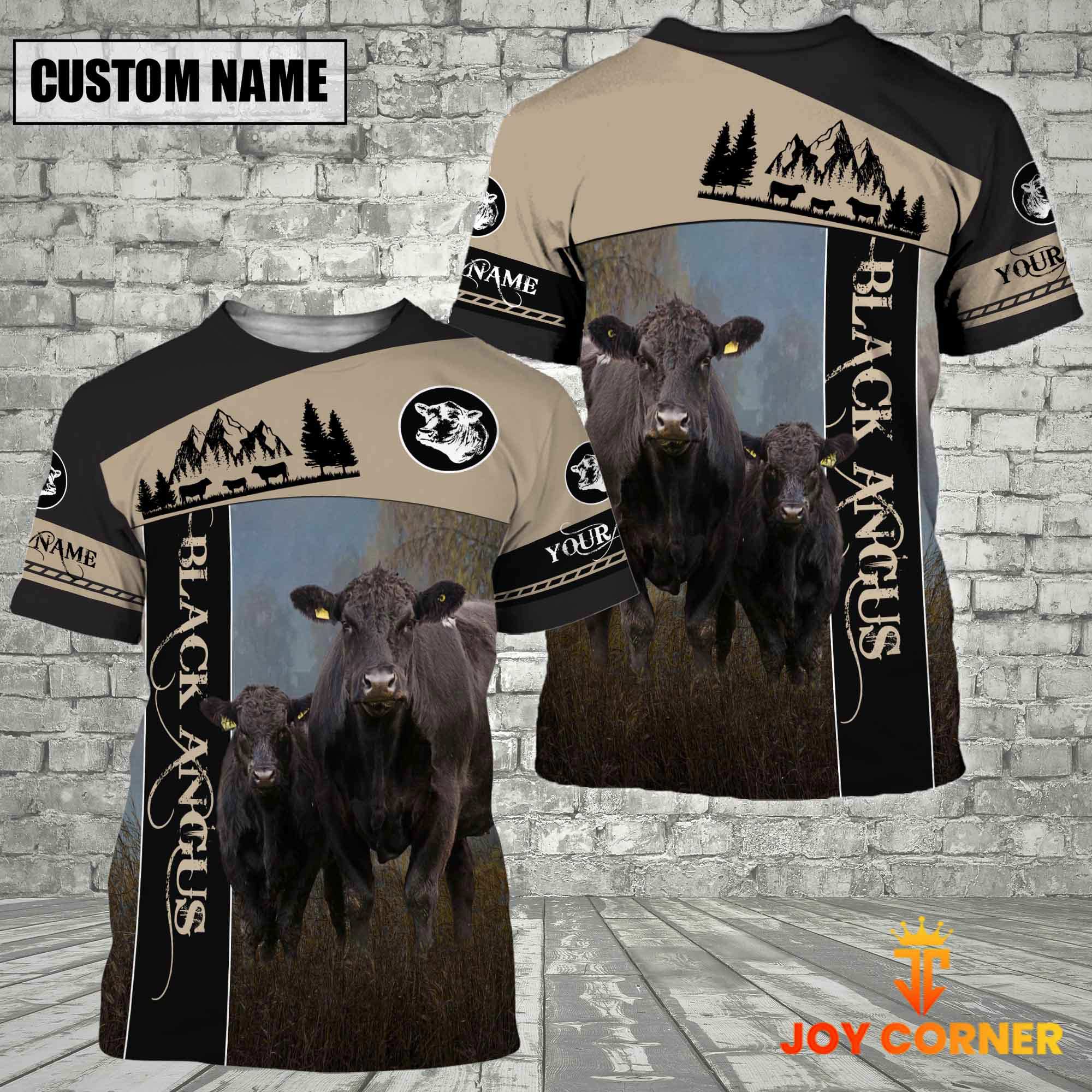 Black Angus Farmhouse Customized Name 3D T-Shirt