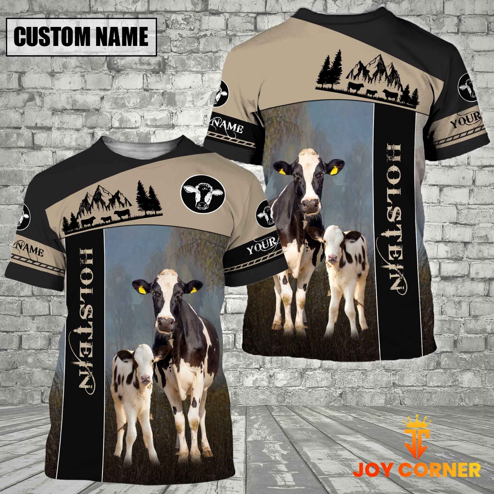 Holstein Farmhouse Customized Name 3D T-Shirt