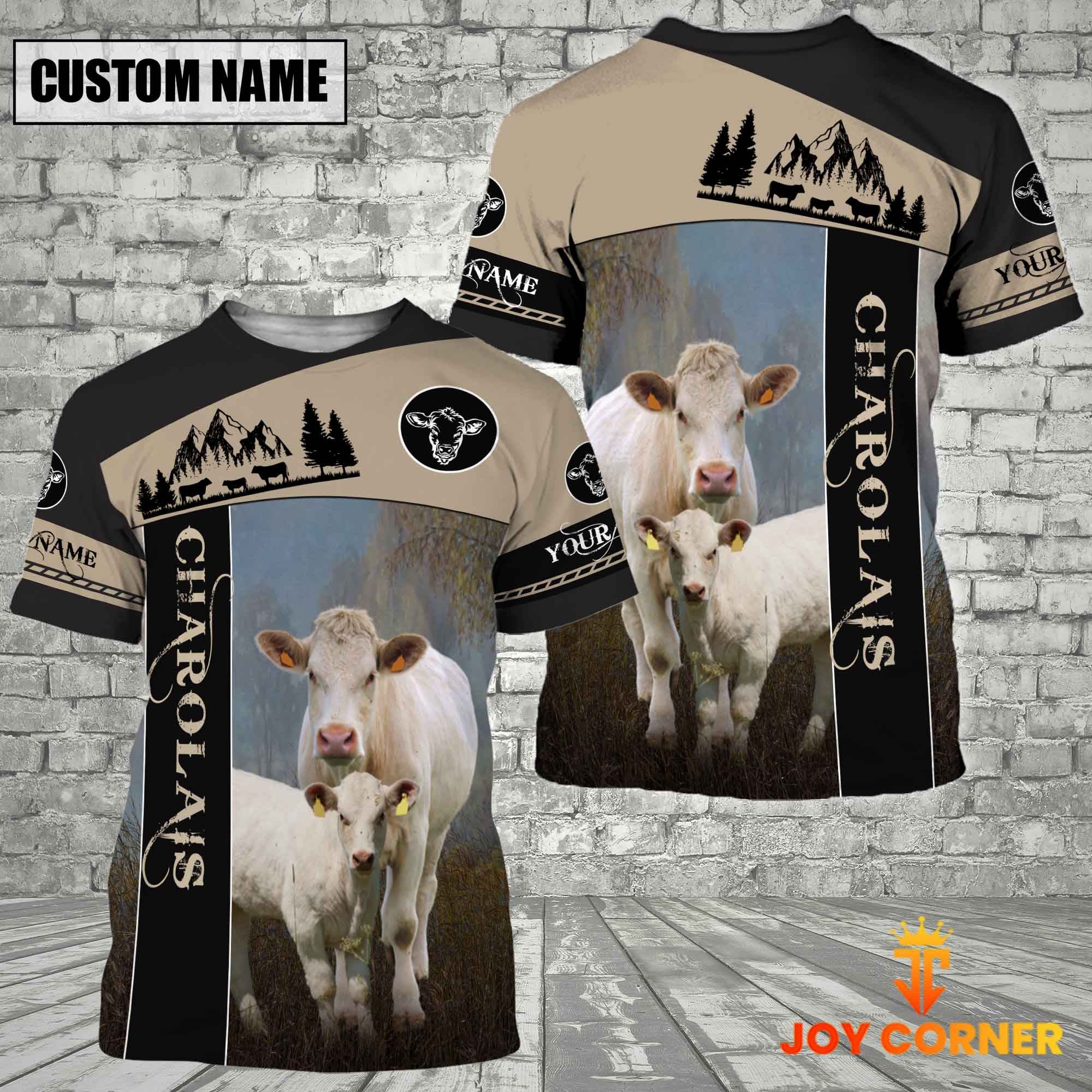 Charolais Farmhouse Customized Name 3D T-Shirt