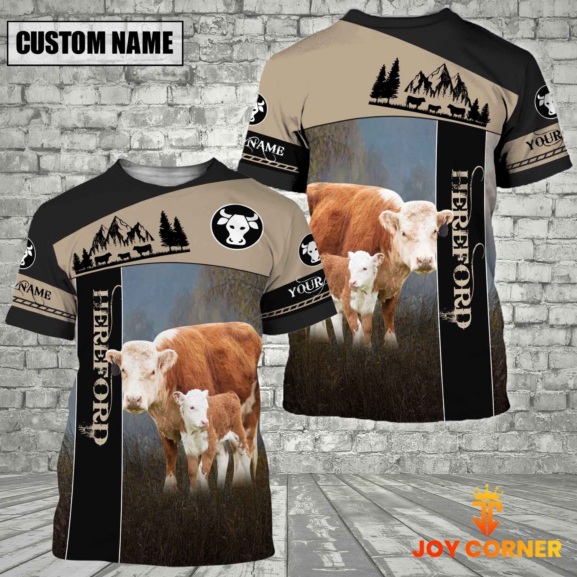 Hereford Farmhouse Customized Name 3D T-Shirt