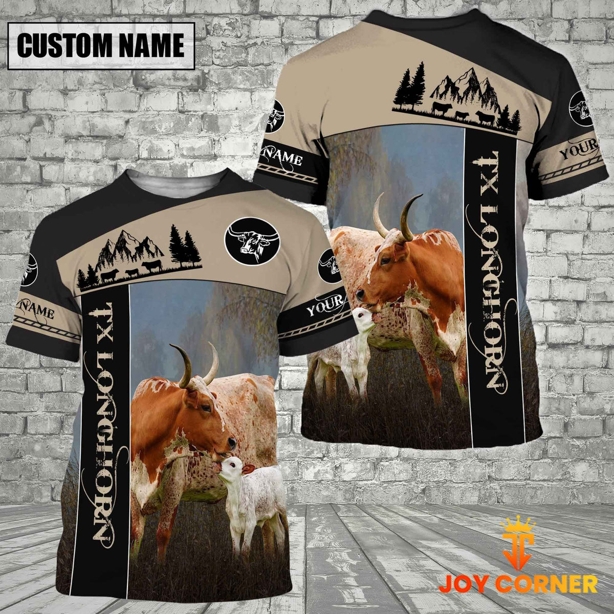 Texas Longhorn Farmhouse Customized Name 3D T-Shirt