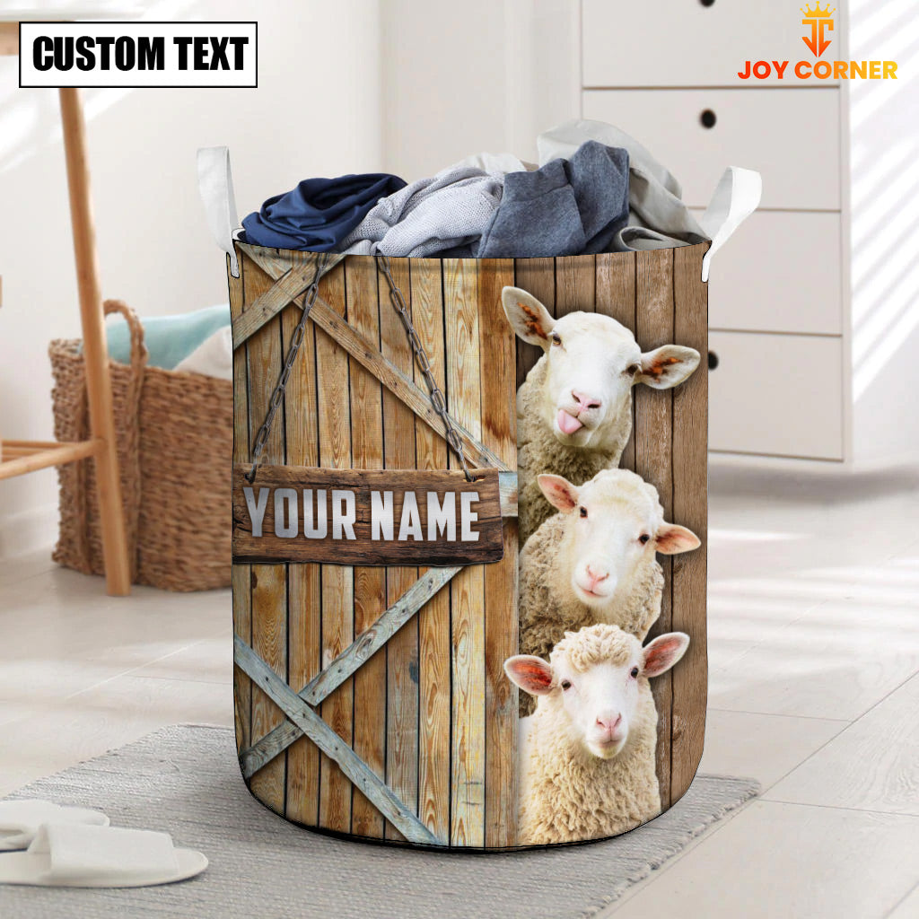 Sheep Barn Custom Name Laundry Basket