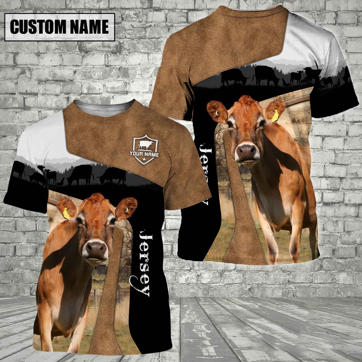 Jersey Black Brown Customized Name 3D T-Shirt