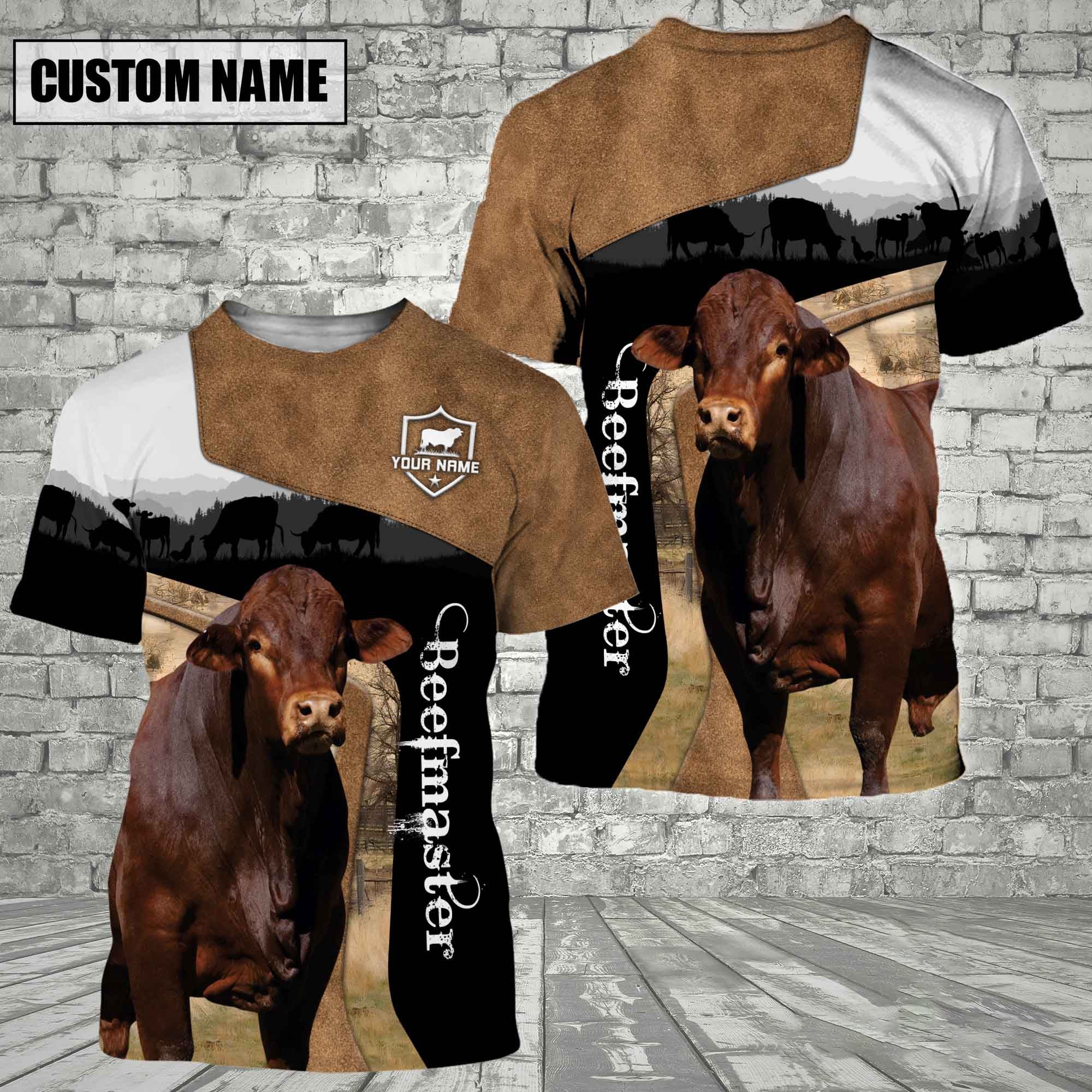 Beefmaster Black Brown Customized Name 3D T-Shirt