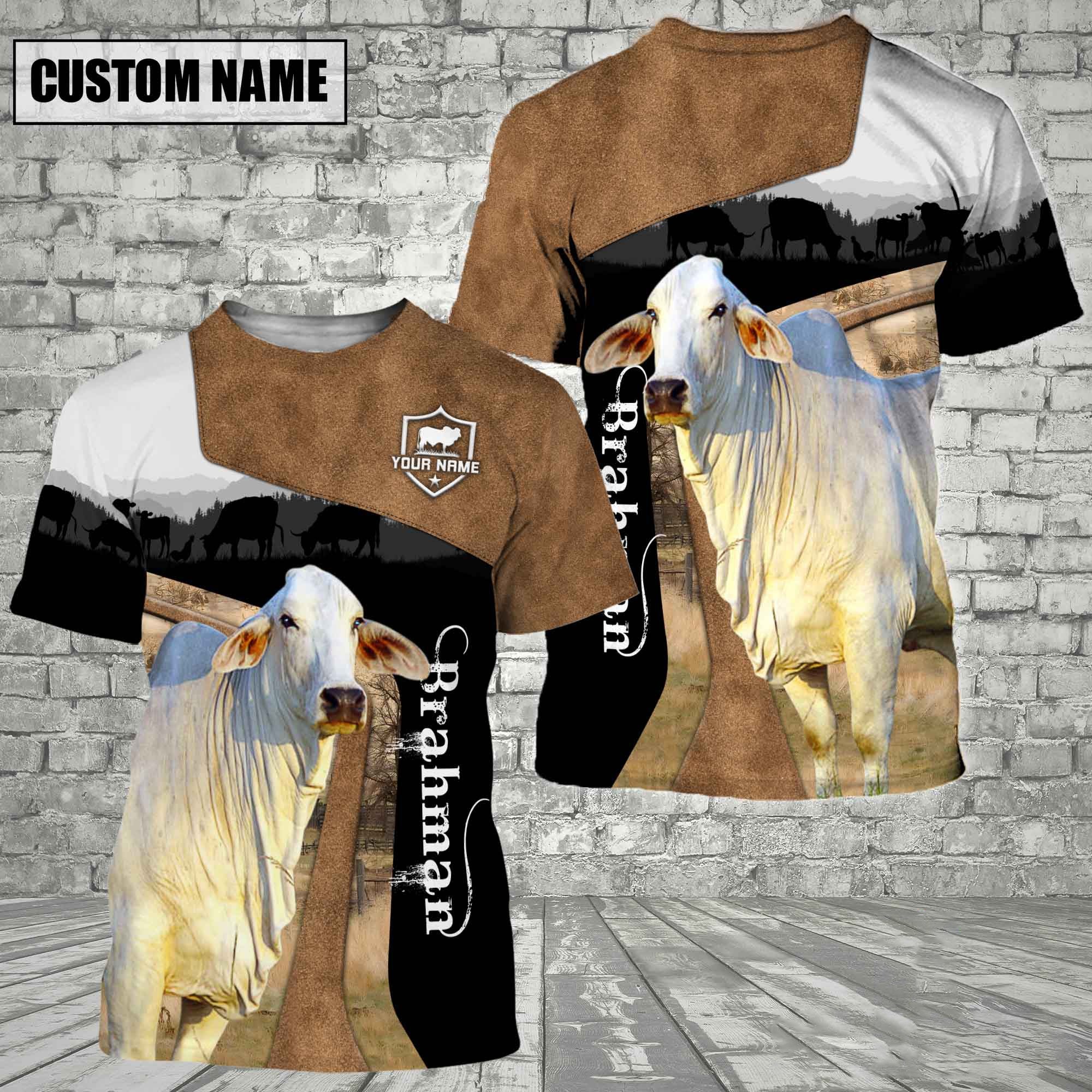 Brahman Black Brown Customized Name 3D T-Shirt
