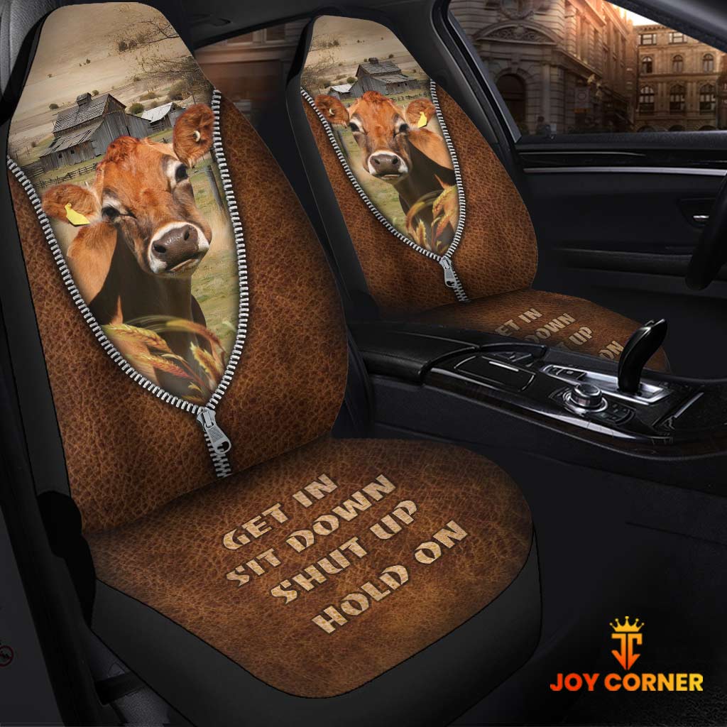Jersey Zipper Leather Pattern Car Seat Covers Universal Fit (2Pcs)