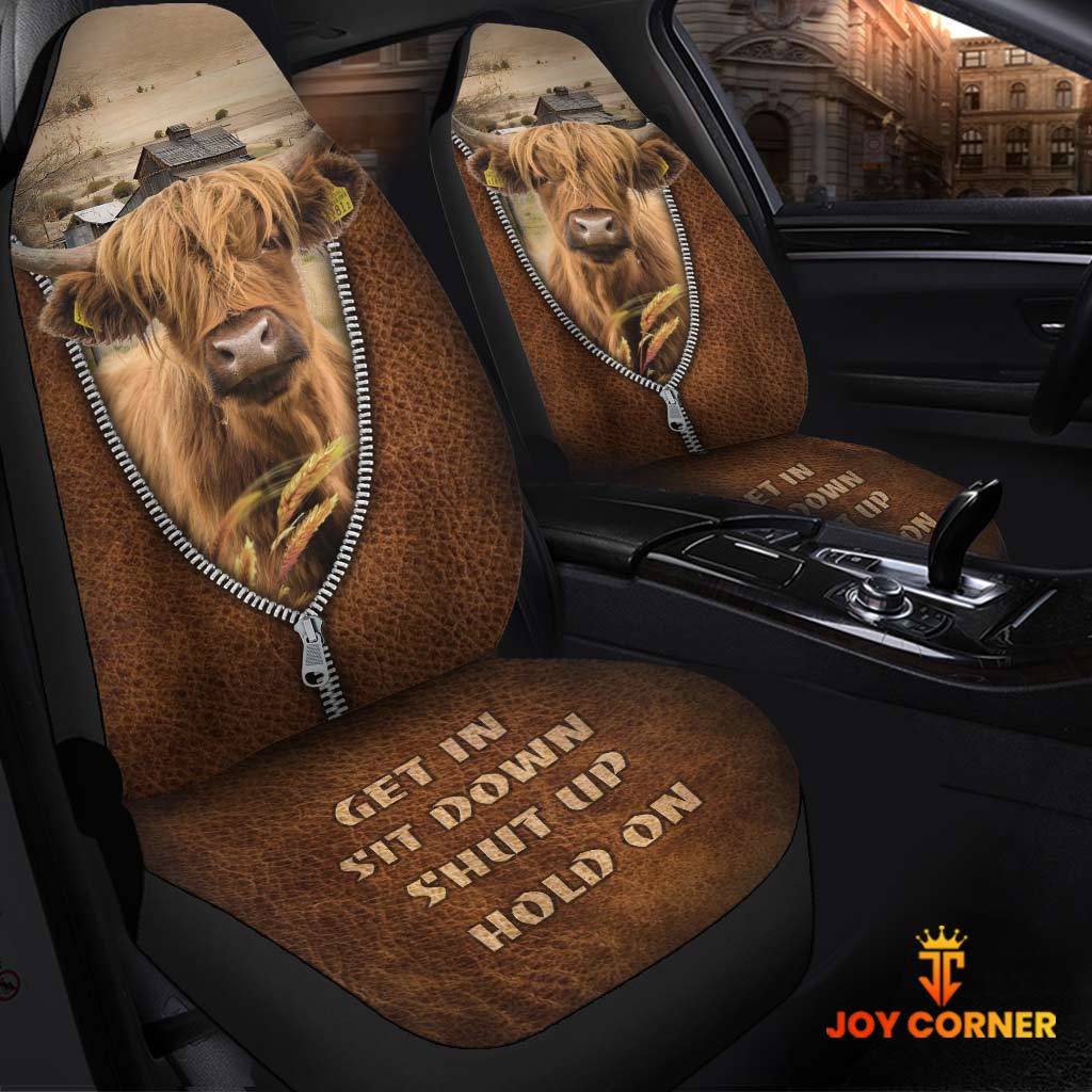 Highland Zipper Leather Pattern Car Seat Covers Universal Fit (2Pcs)