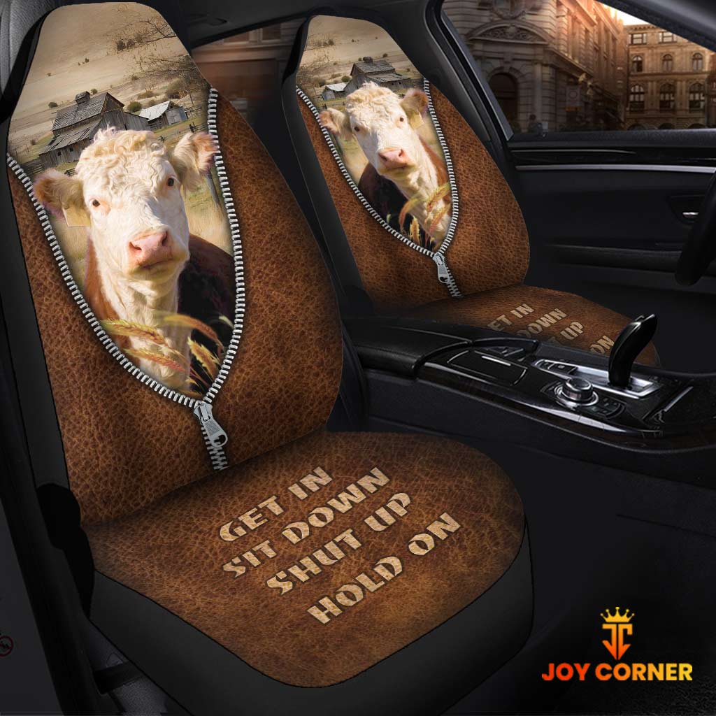 Hereford Zipper Leather Pattern Car Seat Covers Universal Fit (2Pcs)