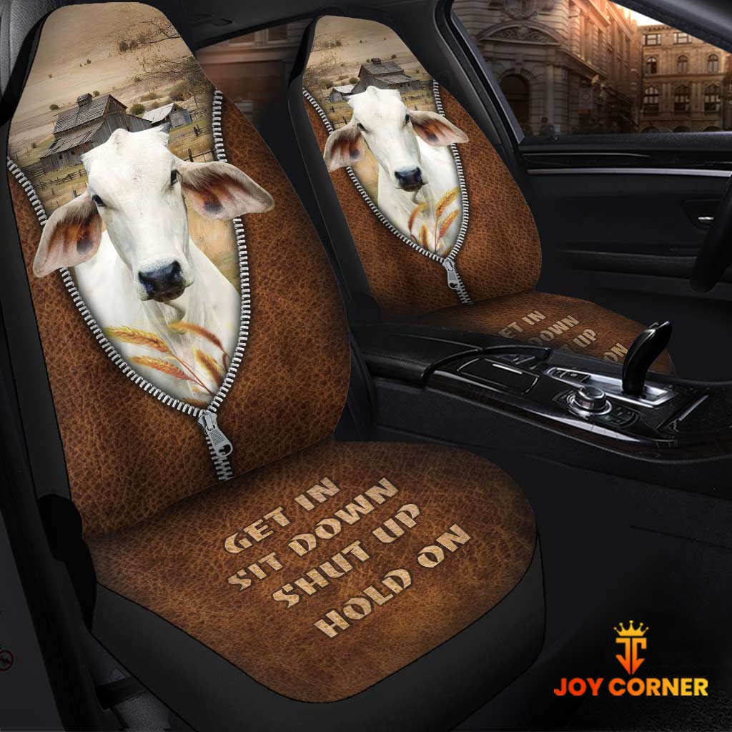 Brahman Zipper Leather Pattern Car Seat Covers Universal Fit (2Pcs)