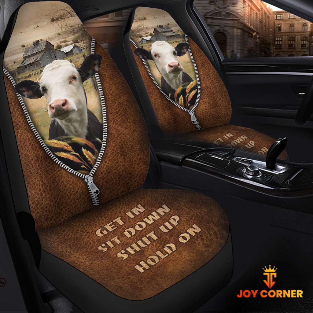 Black Baldy Zipper Leather Pattern Car Seat Covers Universal Fit (2Pcs)