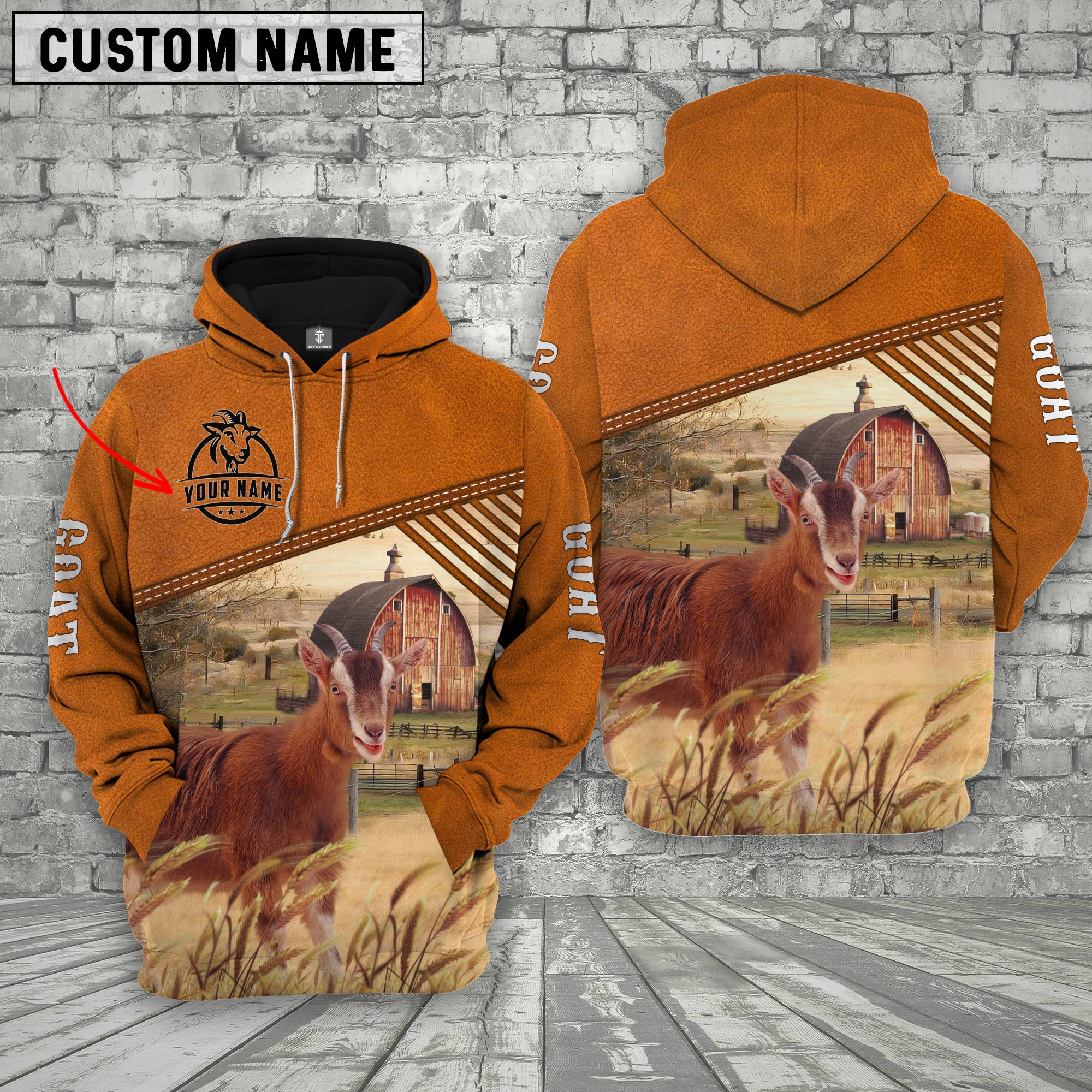 Personalized Name Goat Barn Farm 3D Hoodie