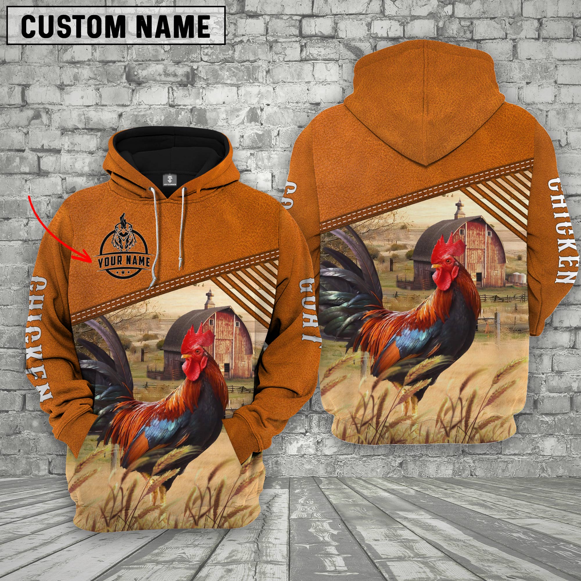 Personalized Name Chicken Barn Farm 3D Hoodie