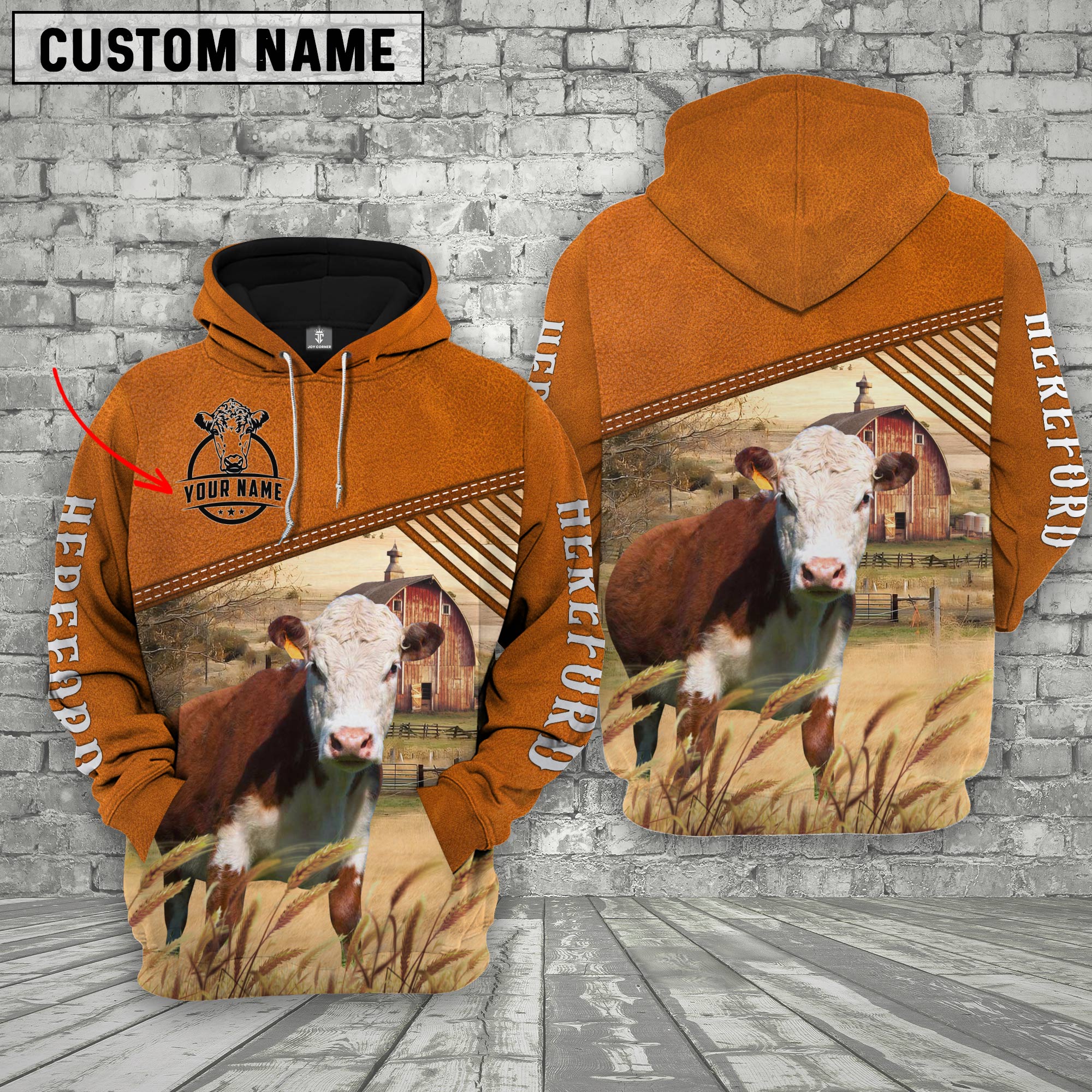 Personalized Name Hereford Barn Farm 3D Hoodie