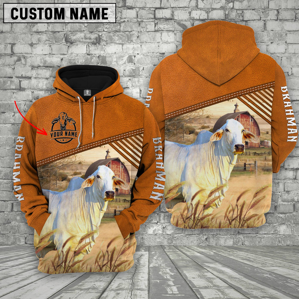 Personalized Name Brahman Barn Farm 3D Hoodie