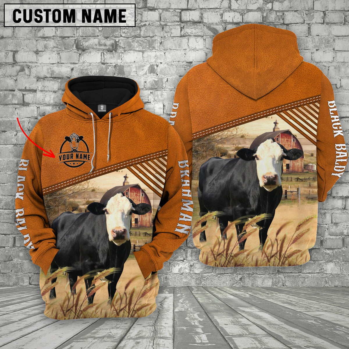 Personalized Name Black Baldy Barn Farm 3D Hoodie