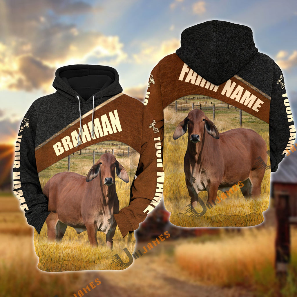 Personalized Name & Farm Name Red Brahman Cattle Hoodie