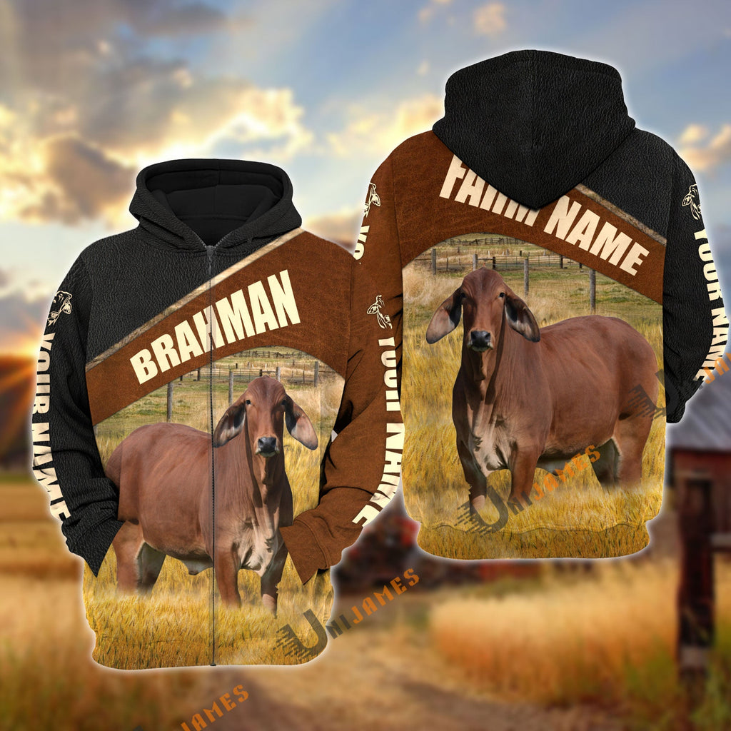 Personalized Name & Farm Name Red Brahman Cattle Hoodie
