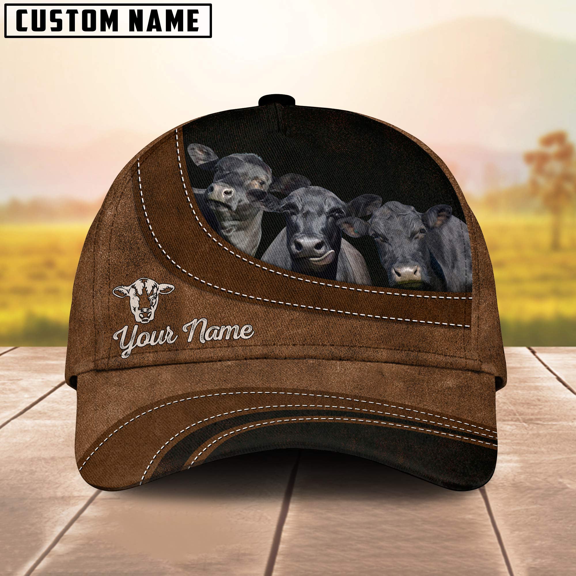Black Angus Farming Life Customized Name Cap