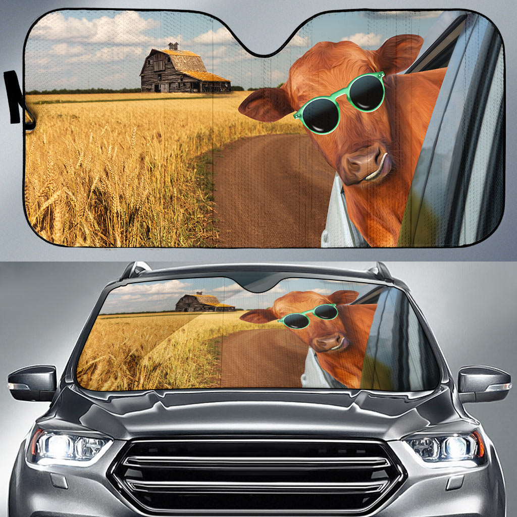 Red Angus Happiness 3D Sun Shade