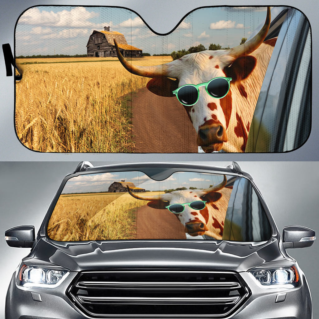 Texas Longhorn Happiness 3D Sun Shade
