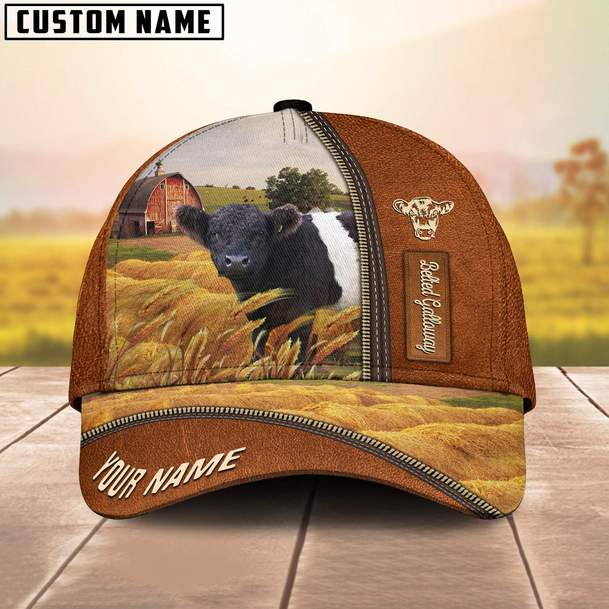 Personalized Name Belted Galloway Barn Farm Cap
