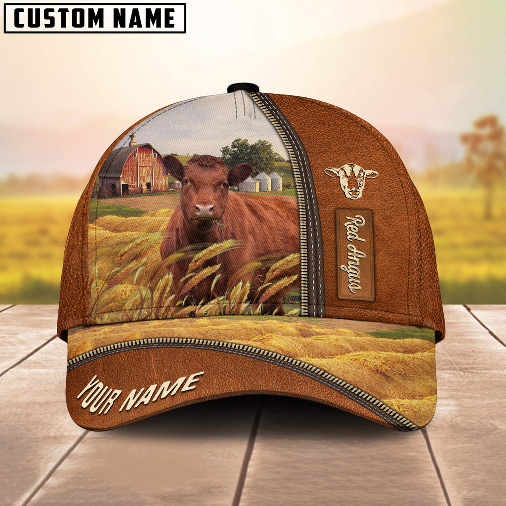 Personalized Name Red Angus Barn Farm Cap