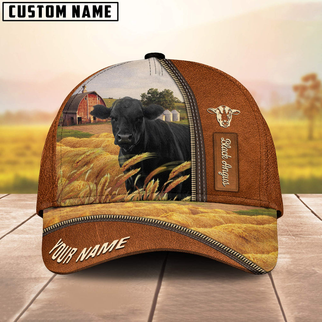 Personalized Name Black Angus Barn Farm Cap