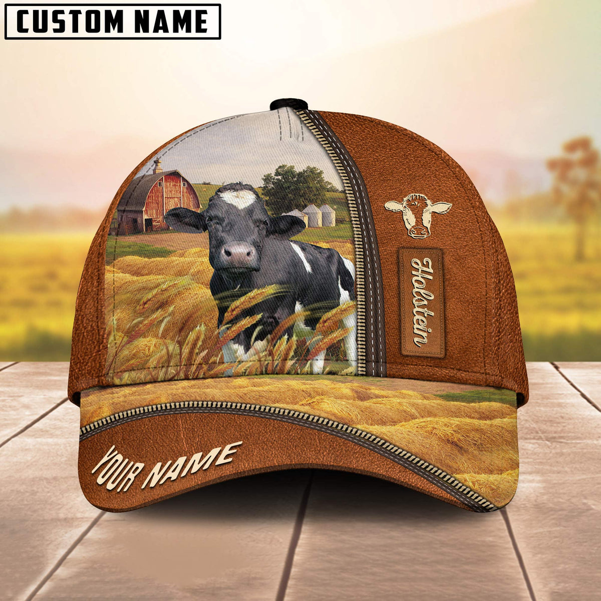 Personalized Name Holstein Barn Farm Cap