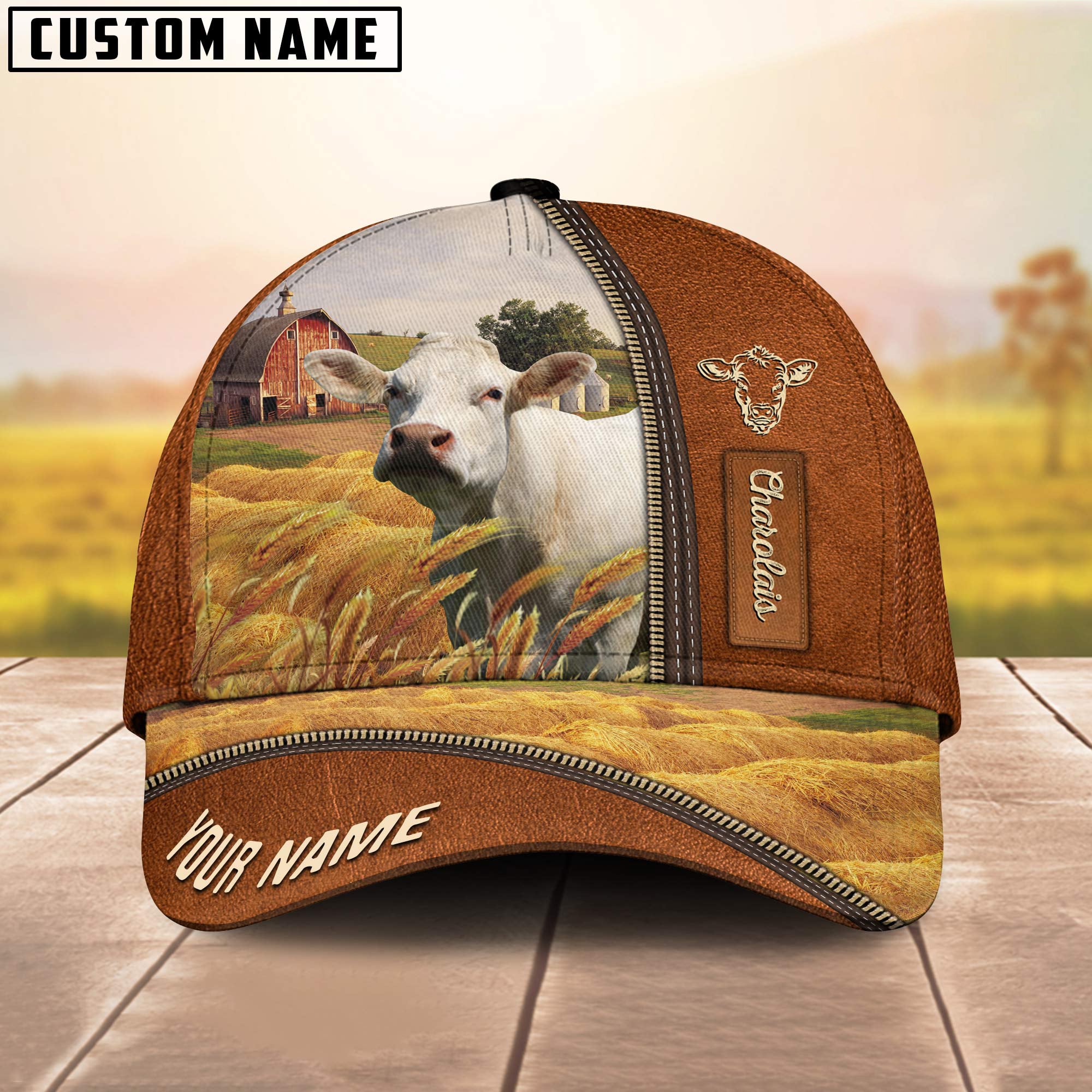 Personalized Name Charolais Barn Farm Cap