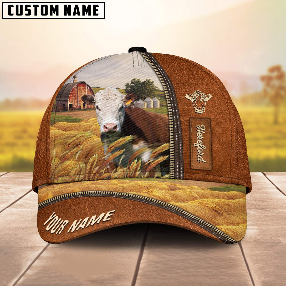 Personalized Name Hereford Barn Farm Cap