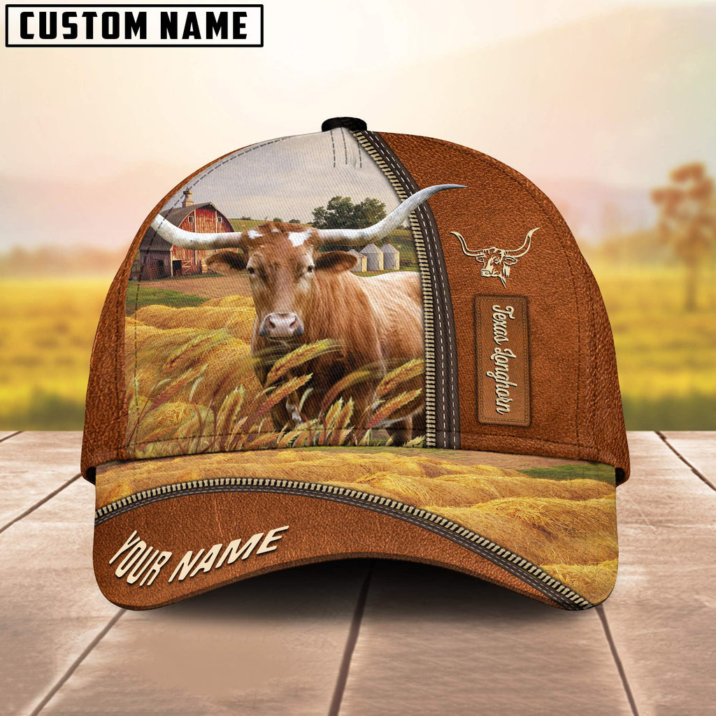 Personalized Name Texas Longhorn Barn Farm Cap