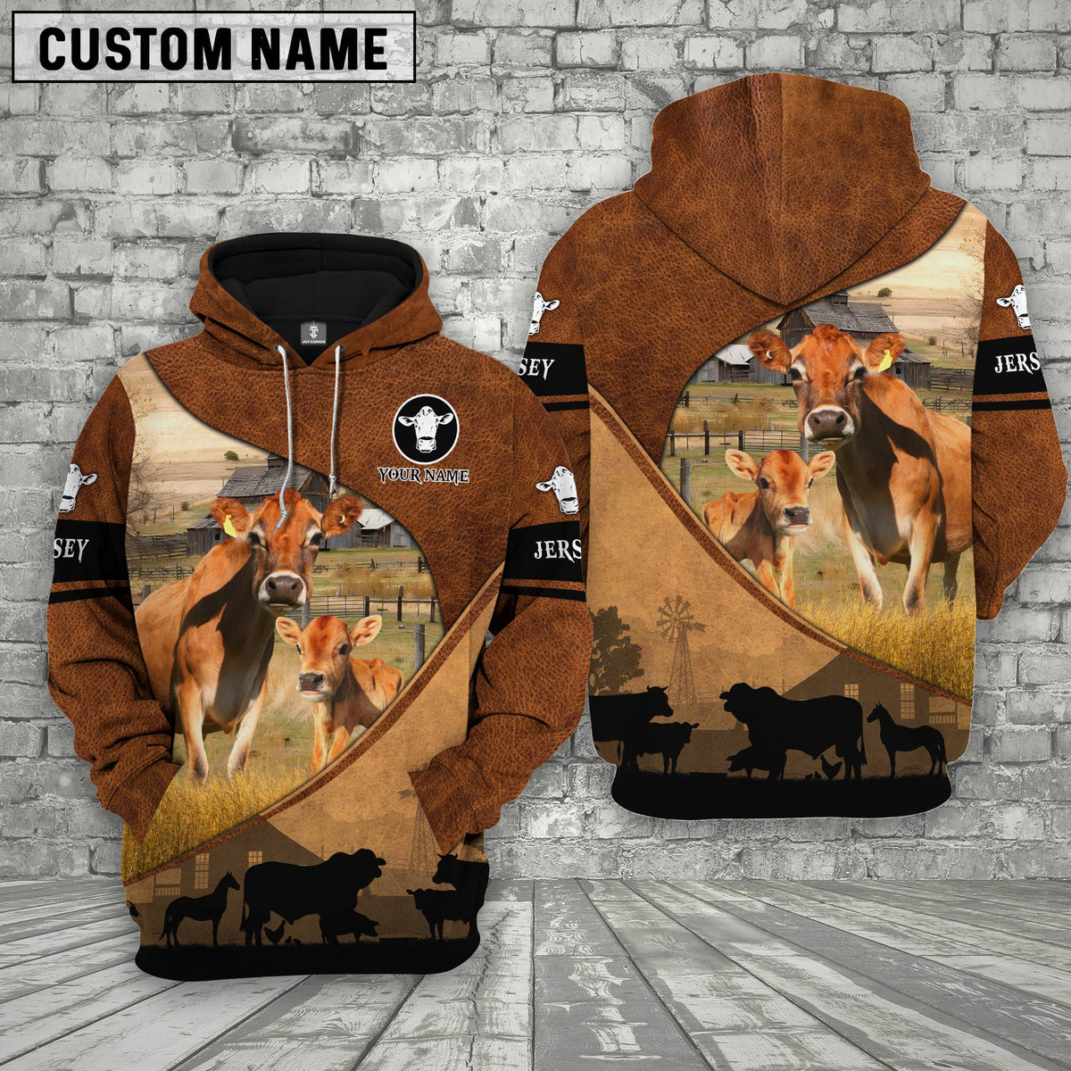 Jersey Farming Dark Brown Personalized 3D Hoodie