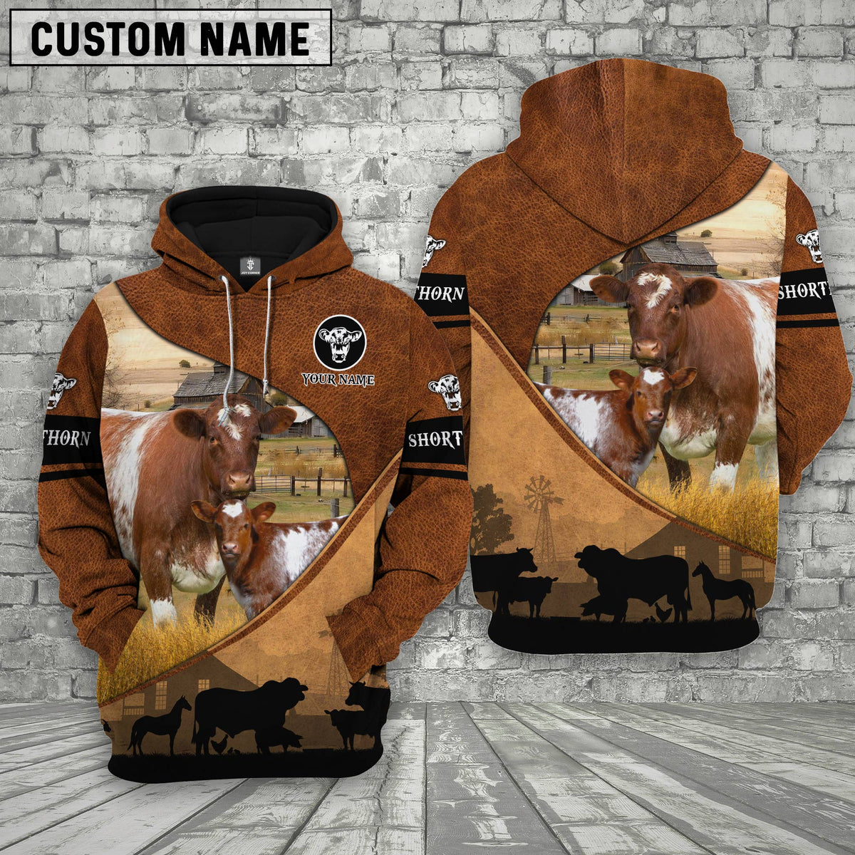 Shorthorn Farming Dark Brown Personalized 3D Hoodie